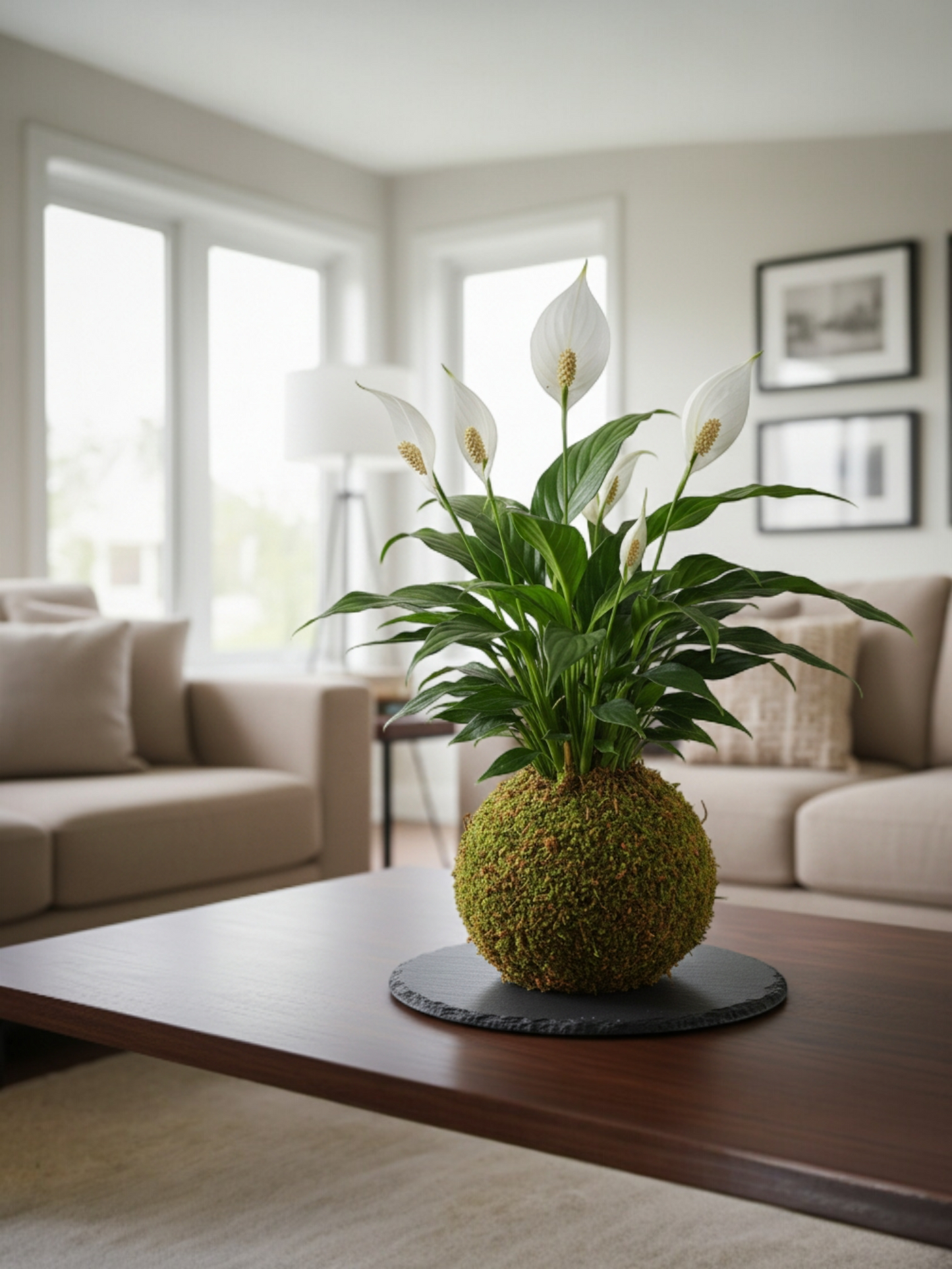 Kokedama Lirio de la paz