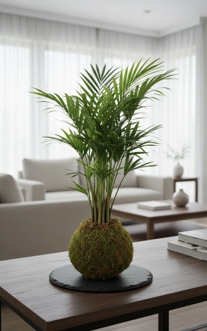 Kokedama de Chamaedorea Elegans