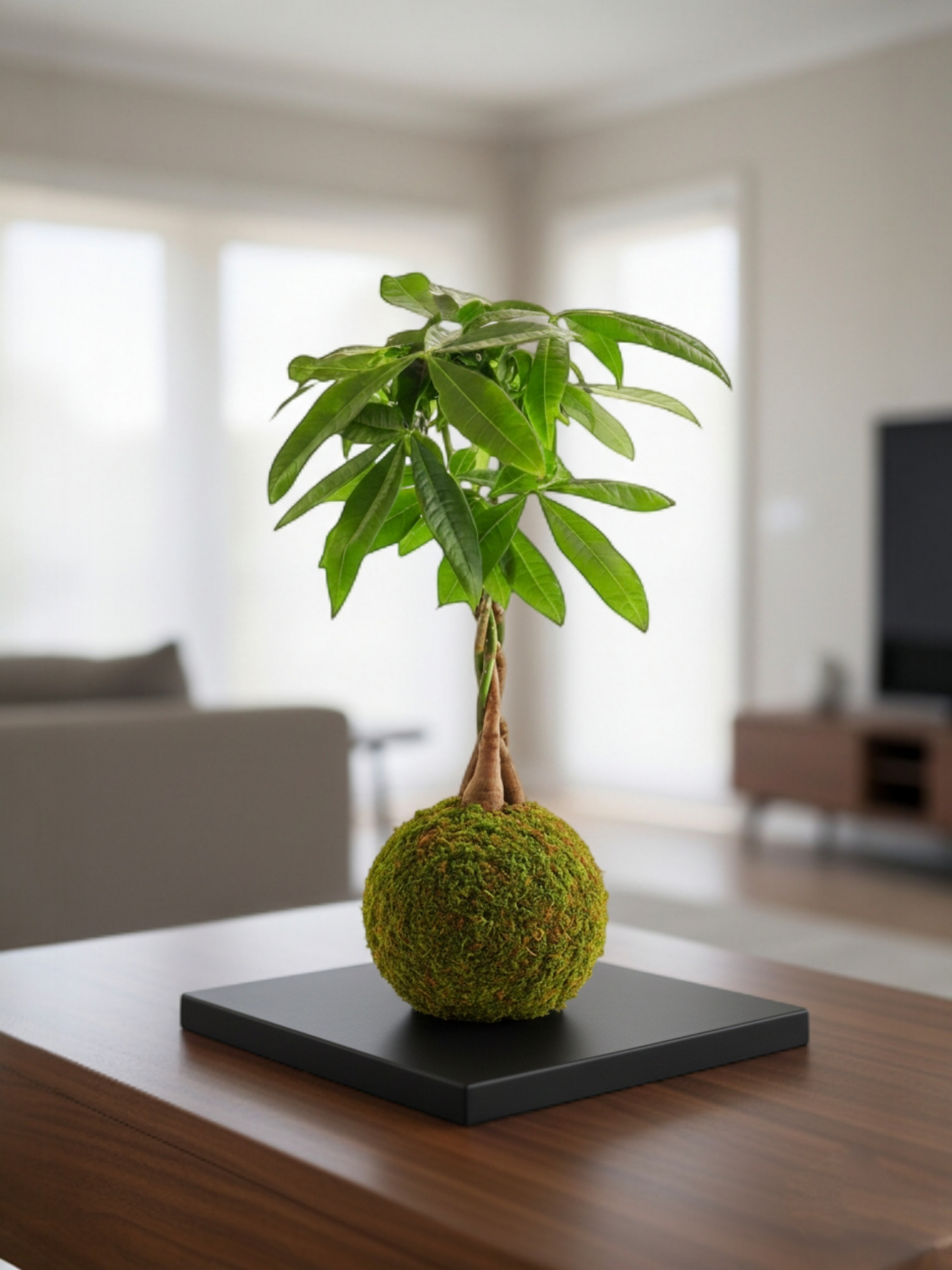 Kokedama Pachira Trenzada